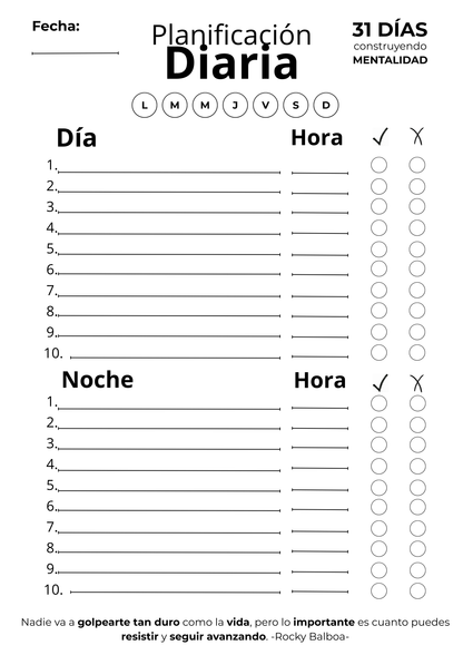 Plantilla de Hábitos y Tareas de 31 días
